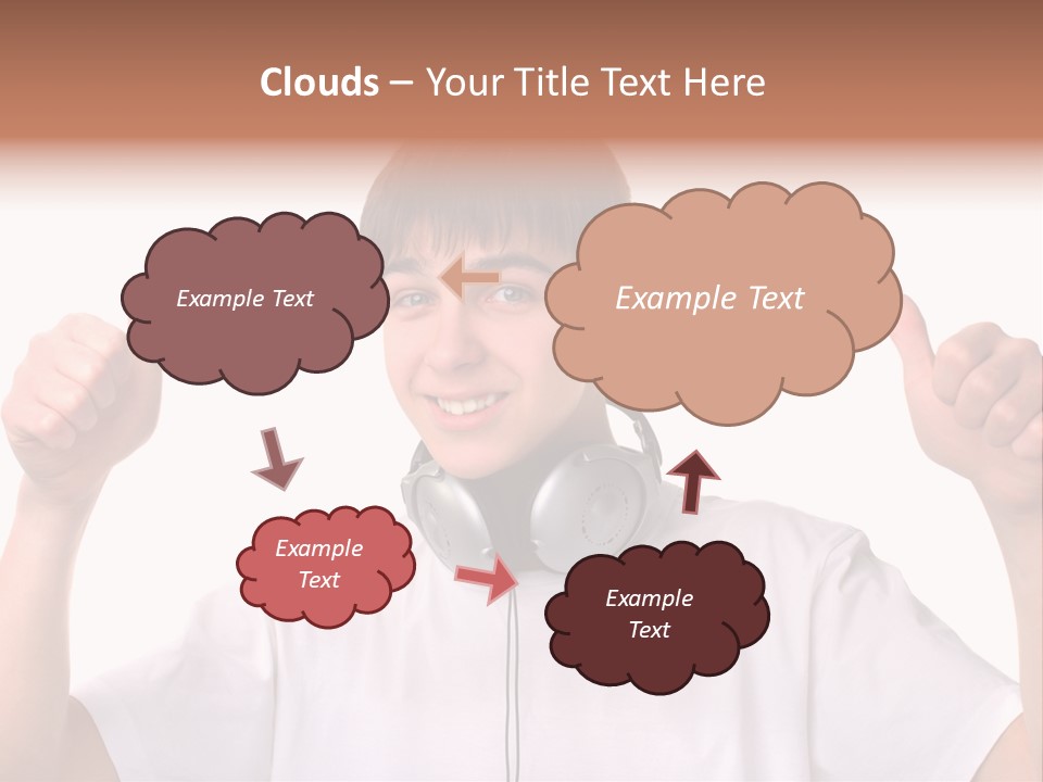 Isolated Earphones Caucasian PowerPoint Template