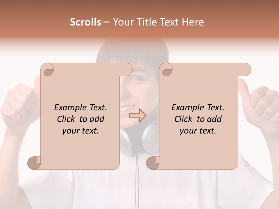 Isolated Earphones Caucasian PowerPoint Template