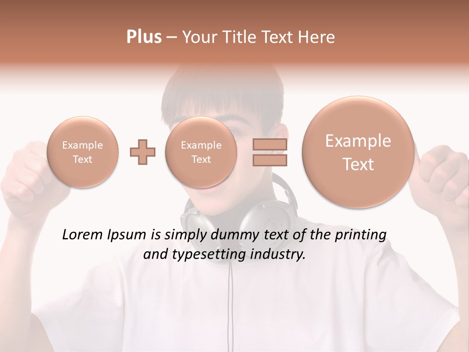 Isolated Earphones Caucasian PowerPoint Template