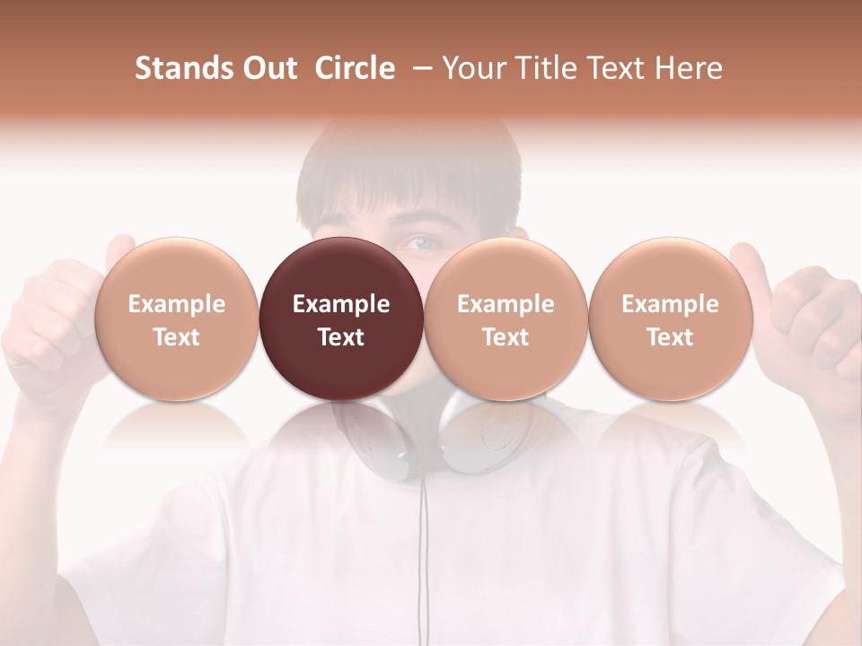 Isolated Earphones Caucasian PowerPoint Template