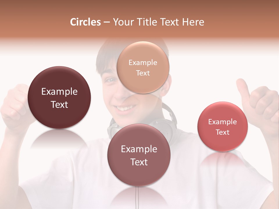 Isolated Earphones Caucasian PowerPoint Template