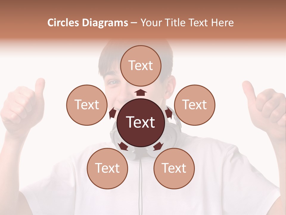 Isolated Earphones Caucasian PowerPoint Template