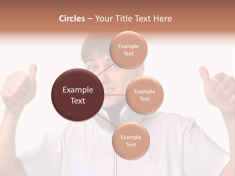 Isolated Earphones Caucasian PowerPoint Template