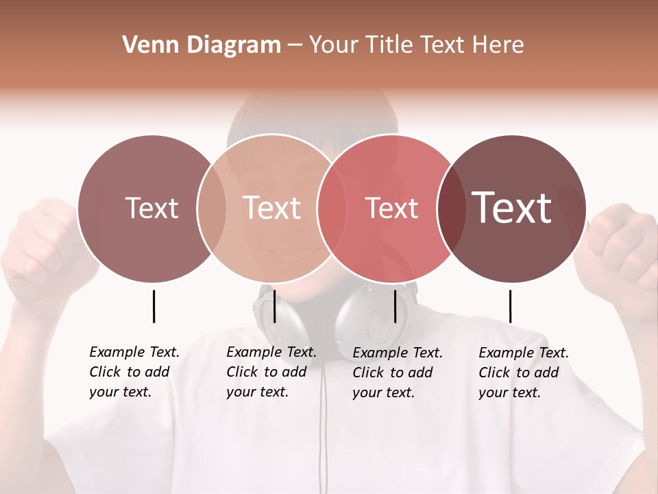 Isolated Earphones Caucasian PowerPoint Template