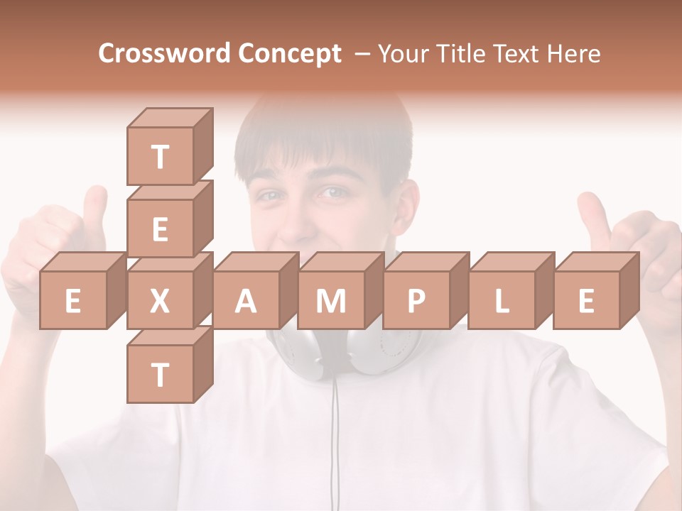 Isolated Earphones Caucasian PowerPoint Template