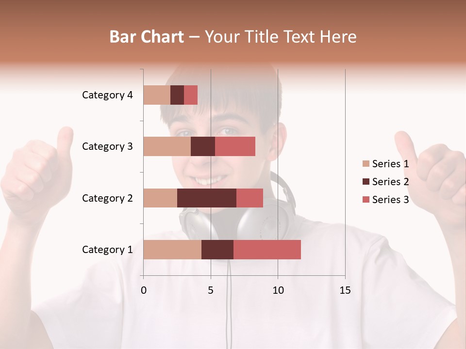 Isolated Earphones Caucasian PowerPoint Template