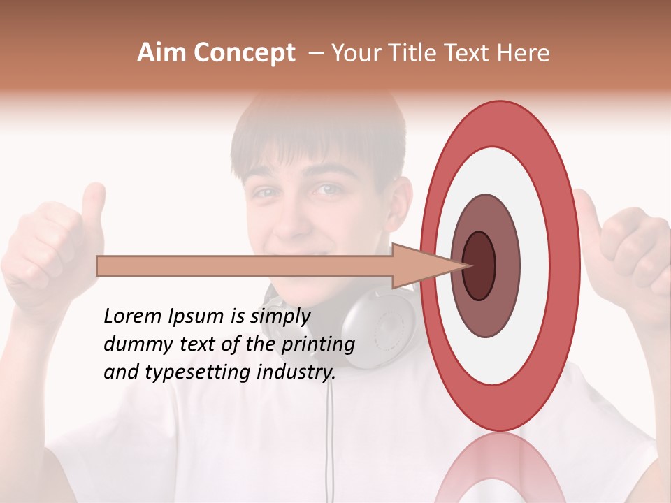 Isolated Earphones Caucasian PowerPoint Template