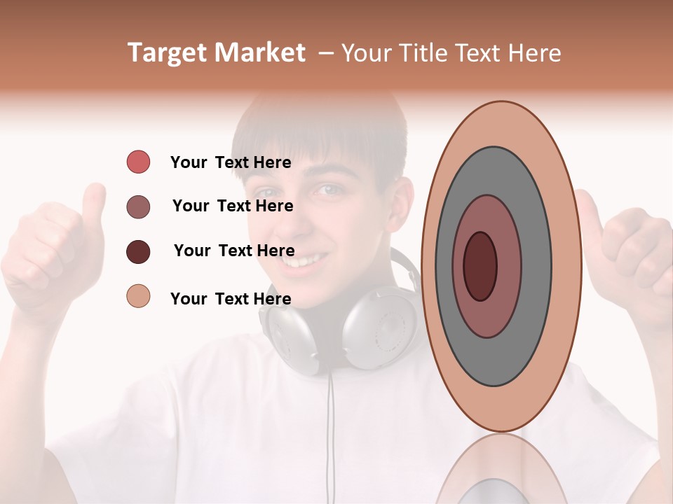 Isolated Earphones Caucasian PowerPoint Template