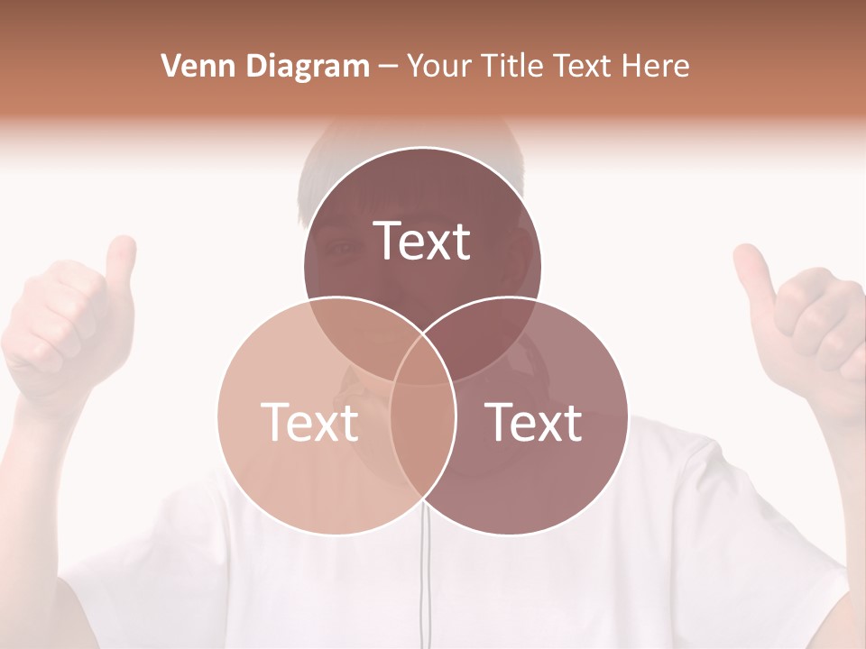 Isolated Earphones Caucasian PowerPoint Template