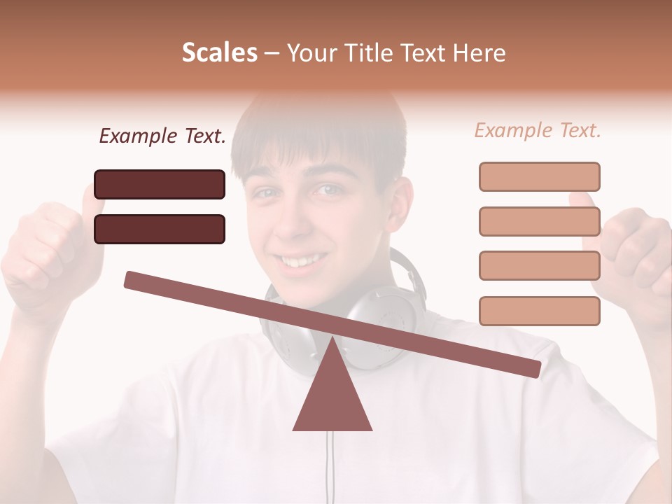 Isolated Earphones Caucasian PowerPoint Template