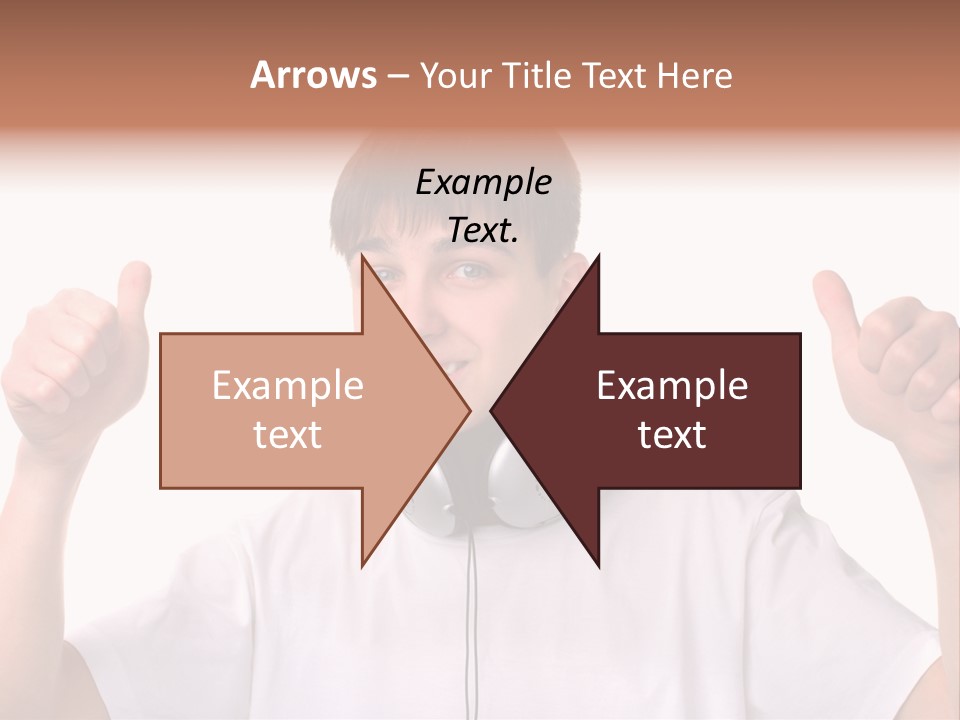 Isolated Earphones Caucasian PowerPoint Template