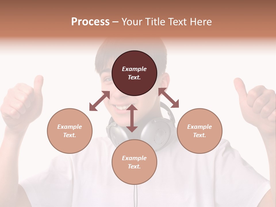 Isolated Earphones Caucasian PowerPoint Template