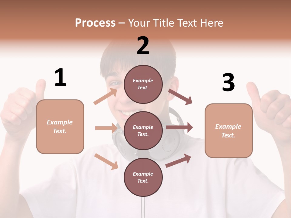 Isolated Earphones Caucasian PowerPoint Template