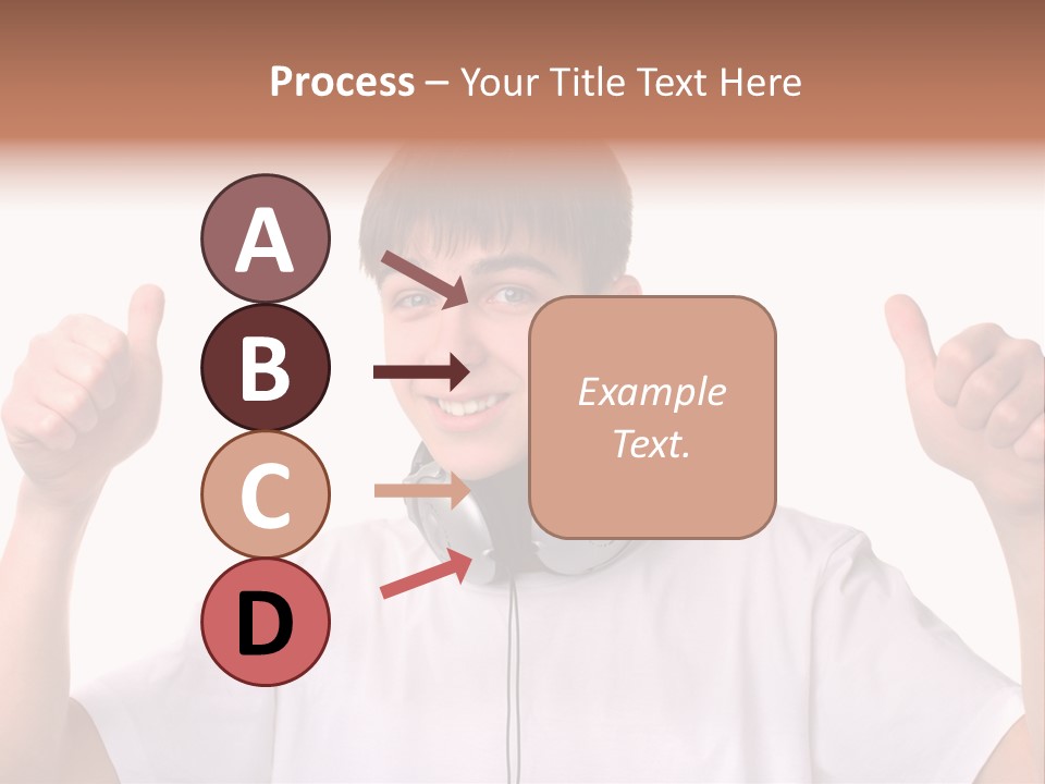 Isolated Earphones Caucasian PowerPoint Template