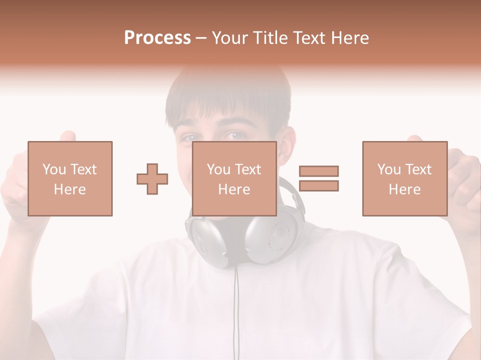Isolated Earphones Caucasian PowerPoint Template