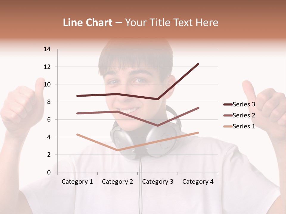 Isolated Earphones Caucasian PowerPoint Template