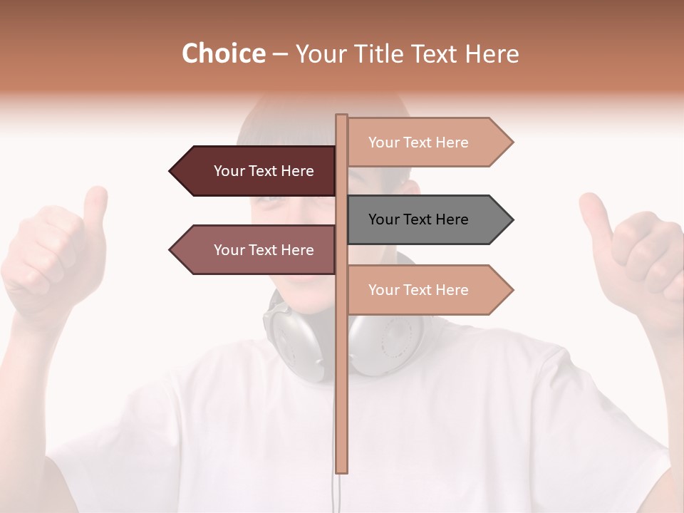 Isolated Earphones Caucasian PowerPoint Template