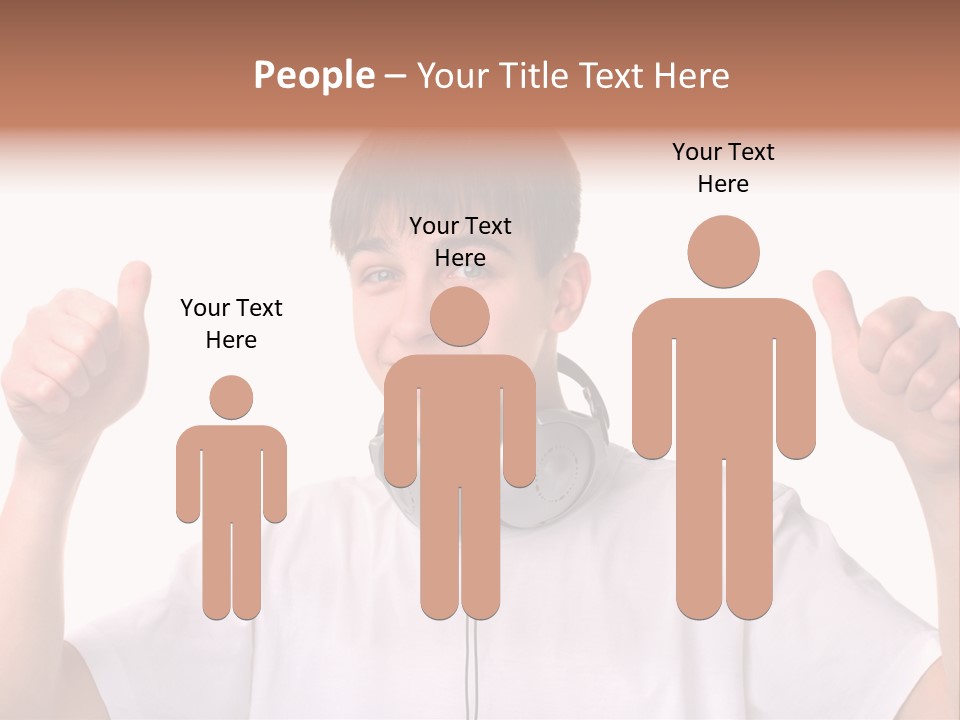 Isolated Earphones Caucasian PowerPoint Template