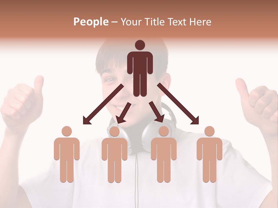 Isolated Earphones Caucasian PowerPoint Template