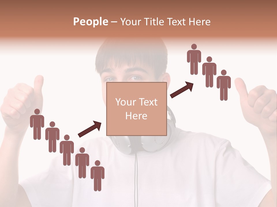 Isolated Earphones Caucasian PowerPoint Template