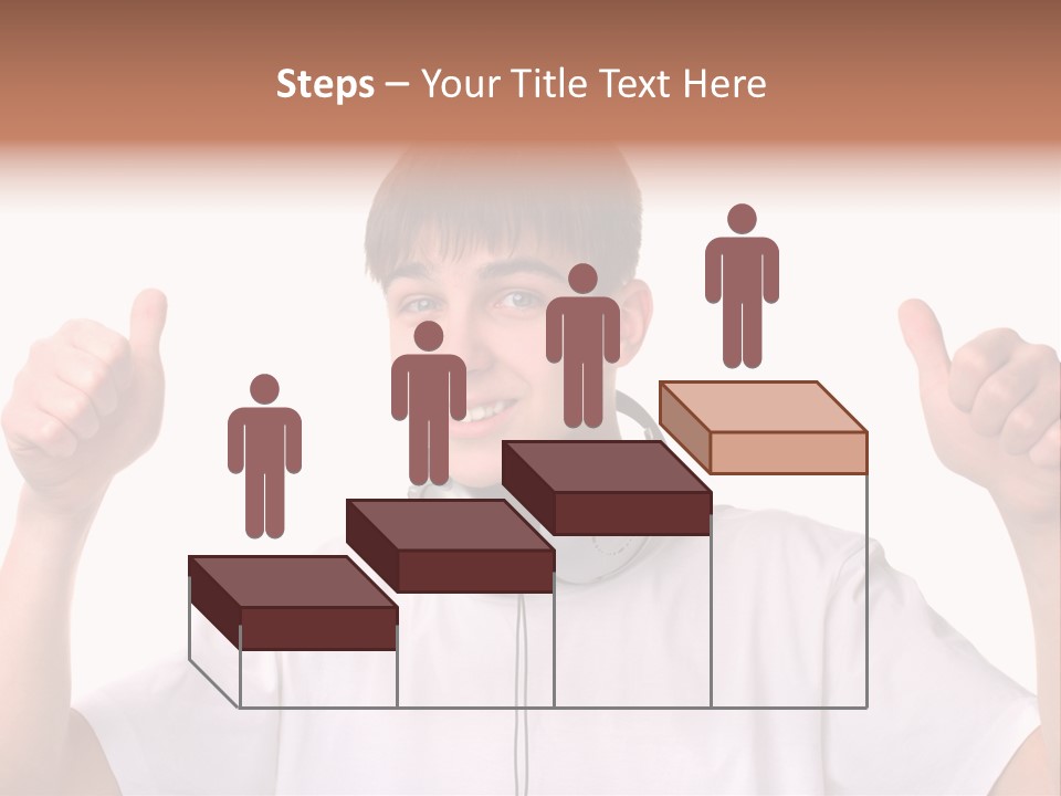 Isolated Earphones Caucasian PowerPoint Template