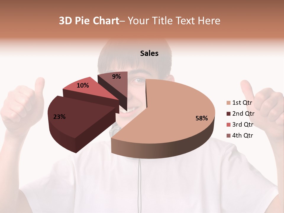 Isolated Earphones Caucasian PowerPoint Template