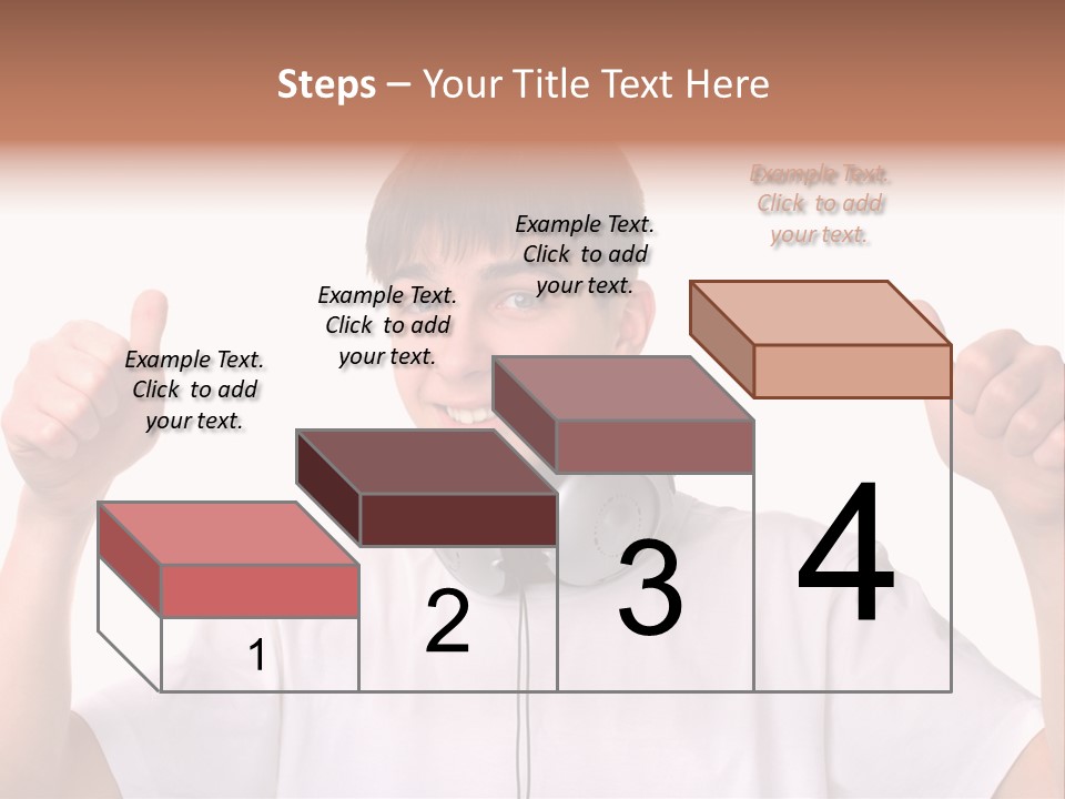 Isolated Earphones Caucasian PowerPoint Template