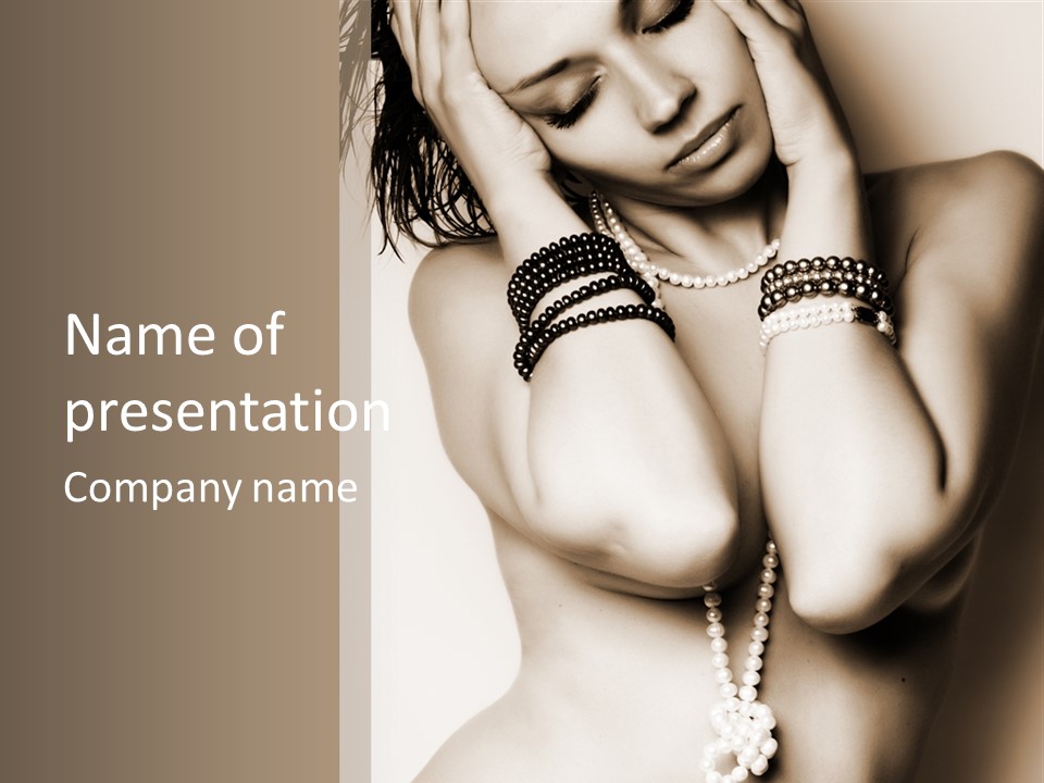 A Woman With A Necklace And Bracelets On Her Arm PowerPoint Template