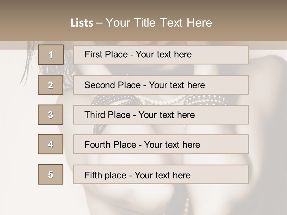 A Woman With A Necklace And Bracelets On Her Arm PowerPoint Template