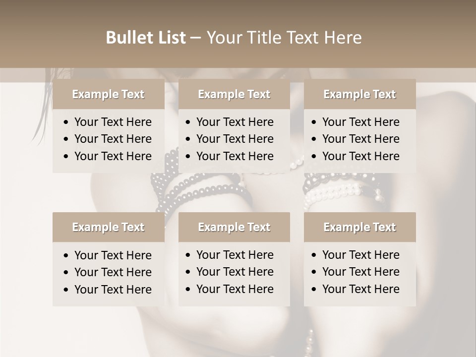 A Woman With A Necklace And Bracelets On Her Arm PowerPoint Template