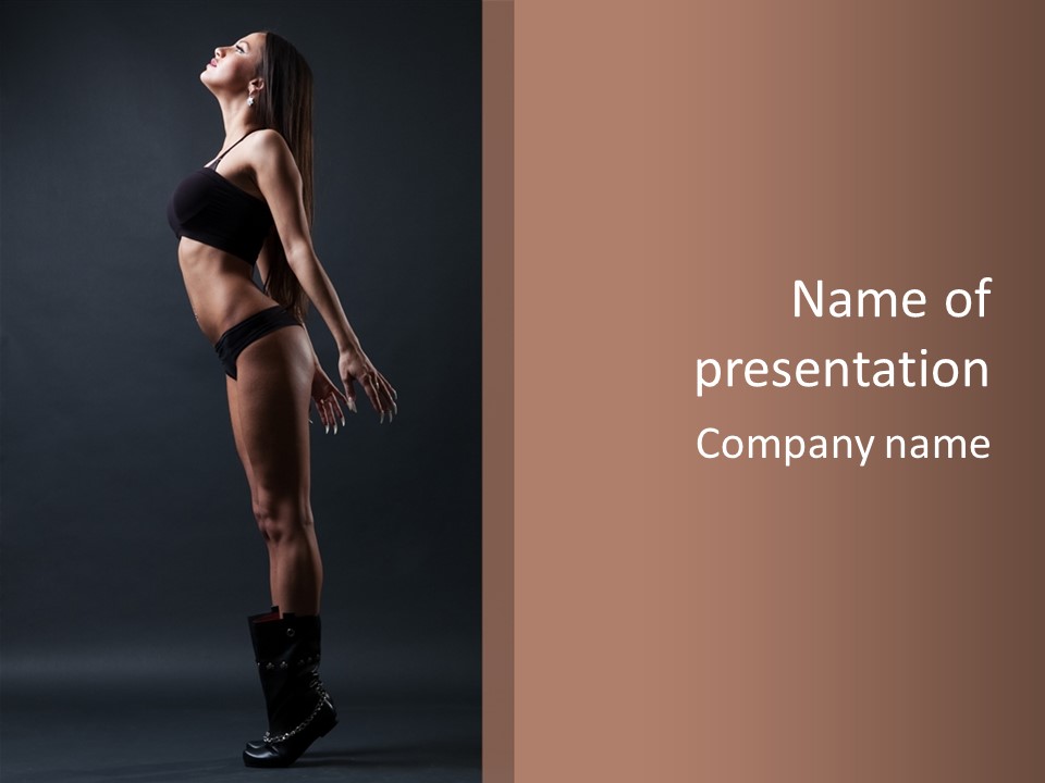 A Woman In A Short Skirt Is Posing For A Picture PowerPoint Template