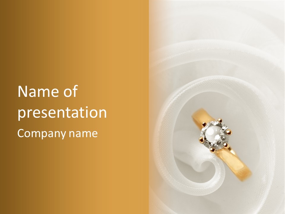 A Gold Ring With A Diamond On Top Of It PowerPoint Template