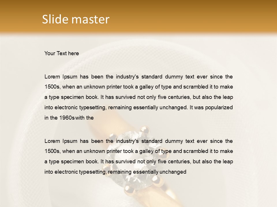 A Gold Ring With A Diamond On Top Of It PowerPoint Template