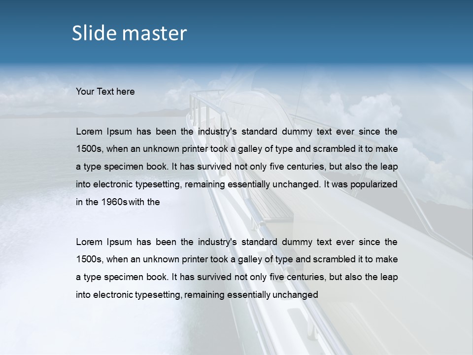 A Boat Traveling On The Water With Clouds In The Sky PowerPoint Template