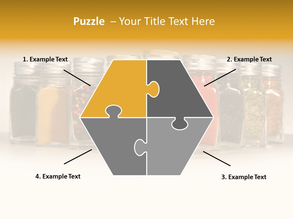 A Row Of Glass Jars Filled With Different Types Of Spices PowerPoint Template