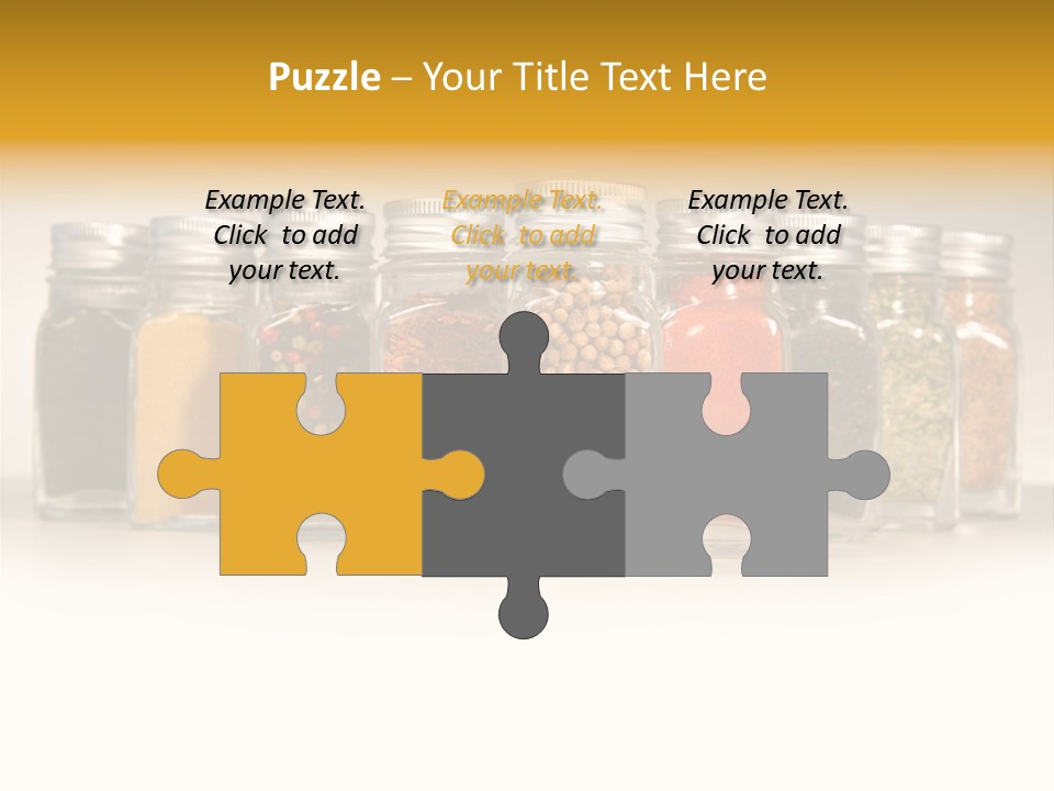 A Row Of Glass Jars Filled With Different Types Of Spices PowerPoint Template