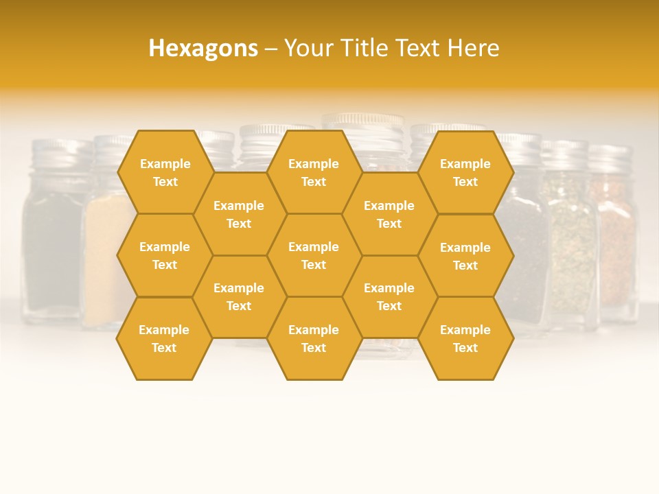 A Row Of Glass Jars Filled With Different Types Of Spices PowerPoint Template