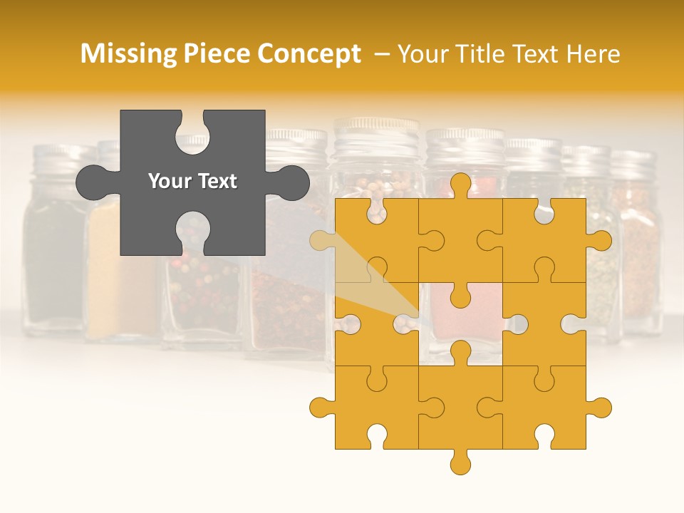 A Row Of Glass Jars Filled With Different Types Of Spices PowerPoint Template