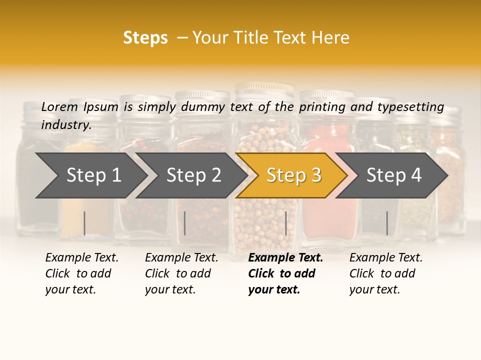 A Row Of Glass Jars Filled With Different Types Of Spices PowerPoint Template
