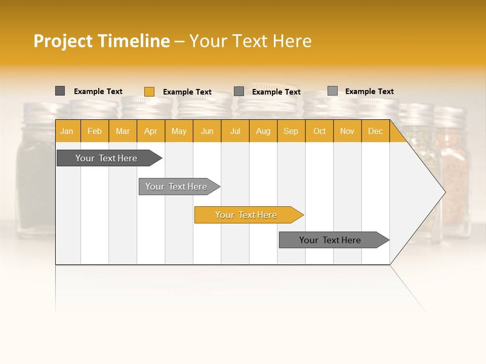 A Row Of Glass Jars Filled With Different Types Of Spices PowerPoint Template
