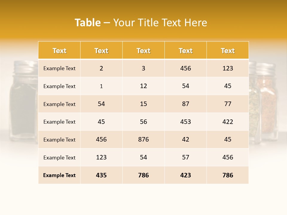 A Row Of Glass Jars Filled With Different Types Of Spices PowerPoint Template