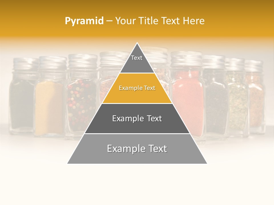 A Row Of Glass Jars Filled With Different Types Of Spices PowerPoint Template