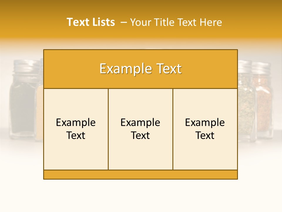 A Row Of Glass Jars Filled With Different Types Of Spices PowerPoint Template