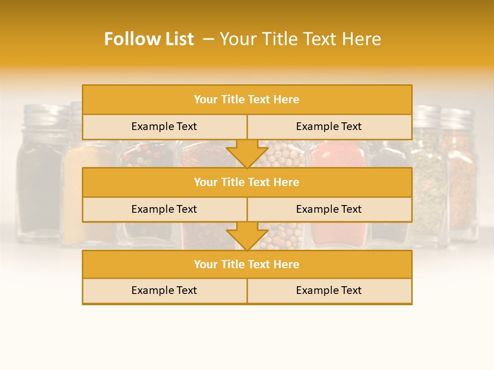 A Row Of Glass Jars Filled With Different Types Of Spices PowerPoint Template