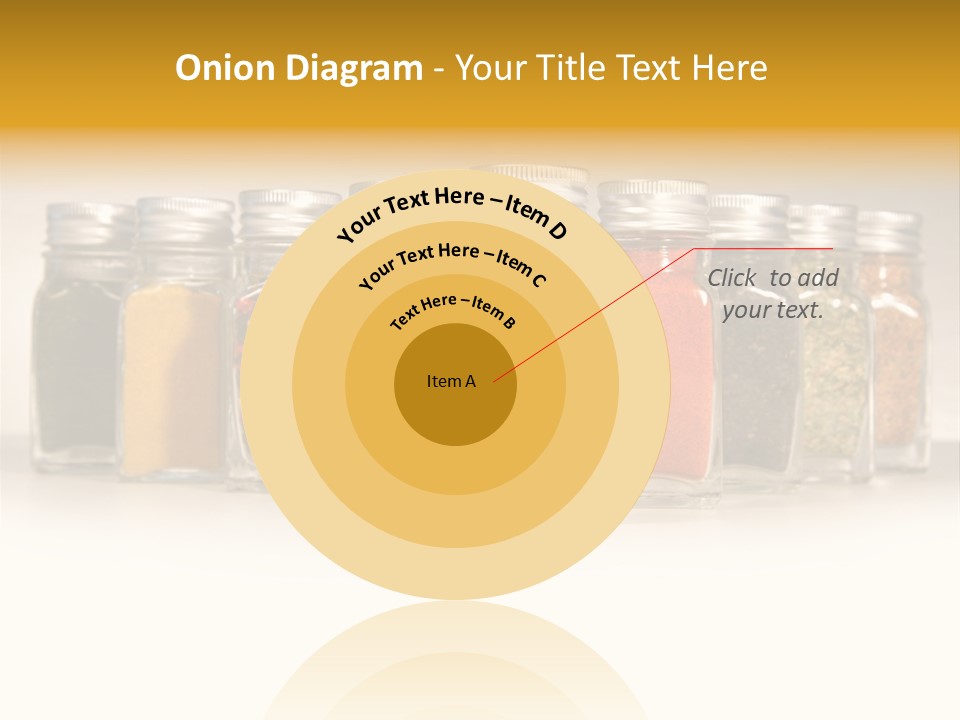A Row Of Glass Jars Filled With Different Types Of Spices PowerPoint Template