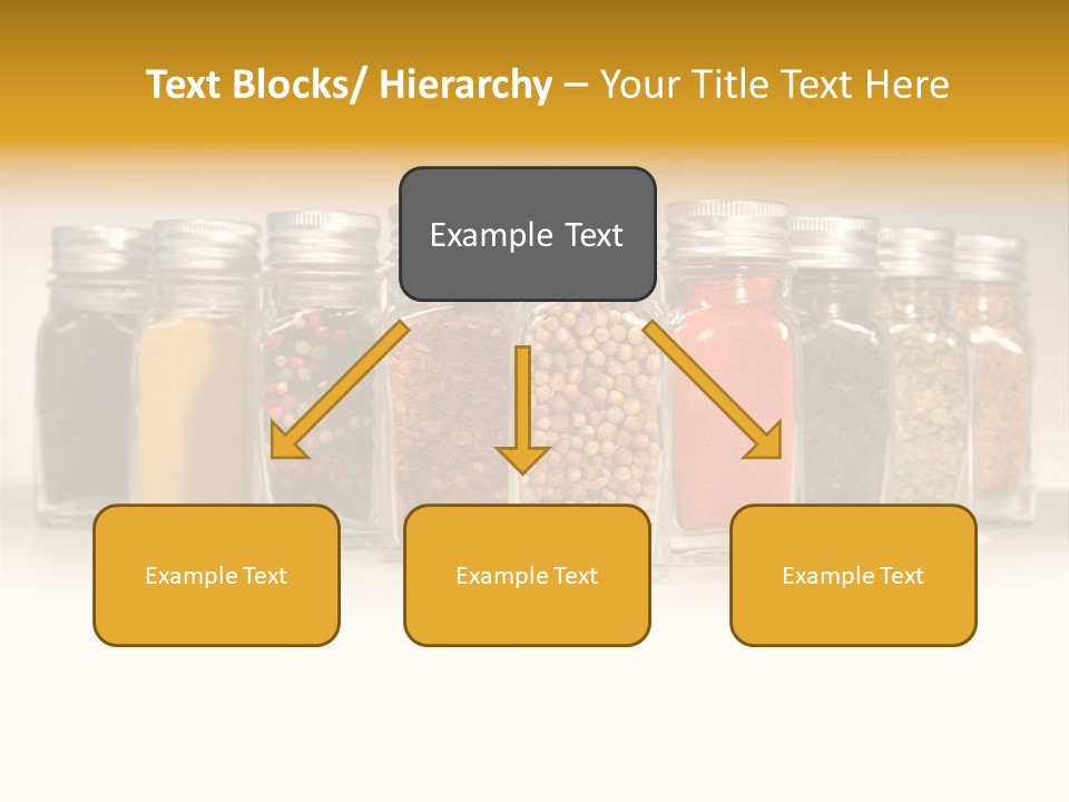 A Row Of Glass Jars Filled With Different Types Of Spices PowerPoint Template