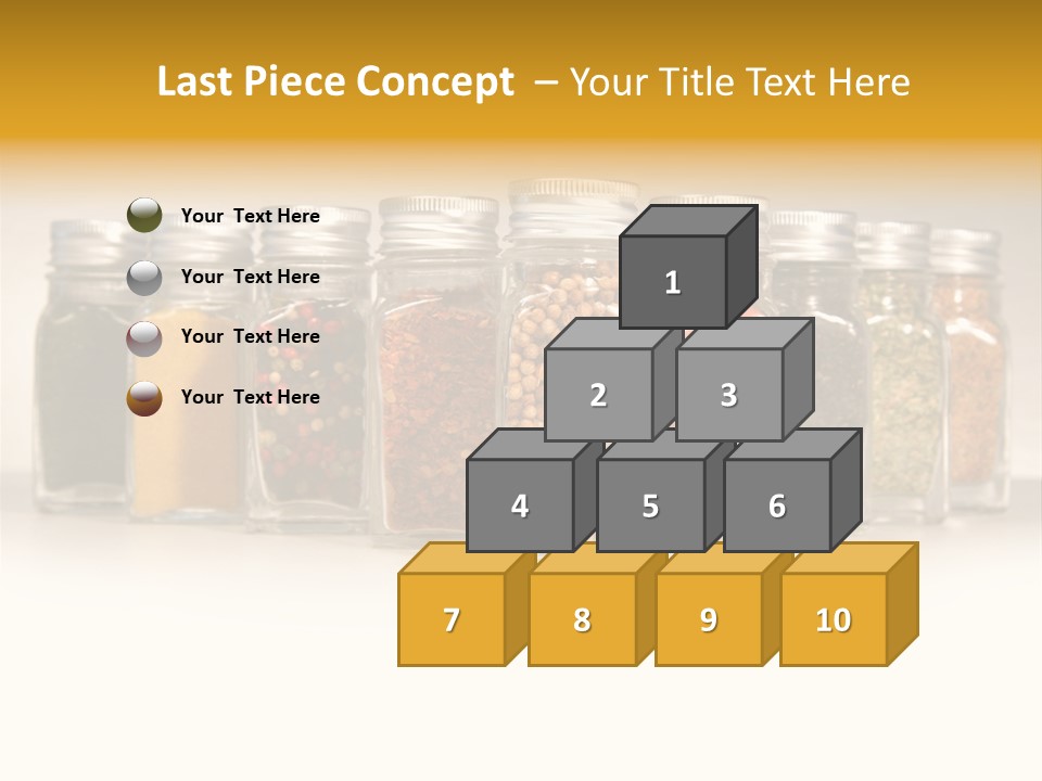 A Row Of Glass Jars Filled With Different Types Of Spices PowerPoint Template
