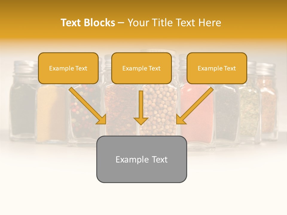 A Row Of Glass Jars Filled With Different Types Of Spices PowerPoint Template