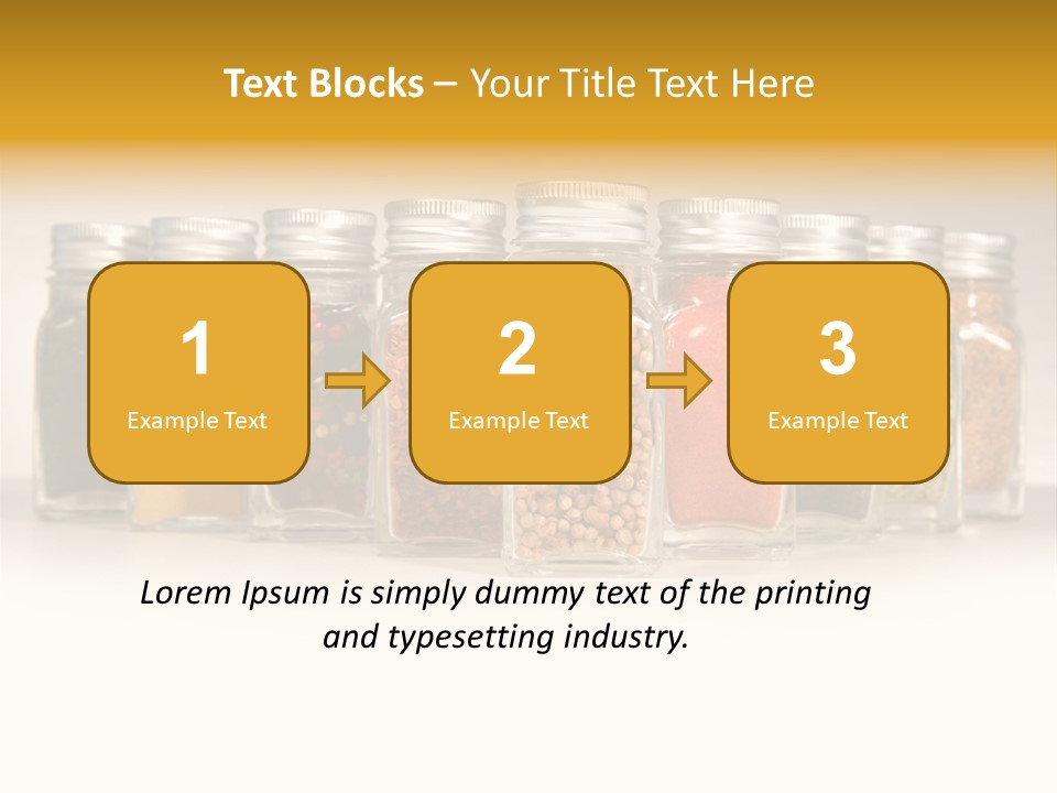 A Row Of Glass Jars Filled With Different Types Of Spices PowerPoint Template