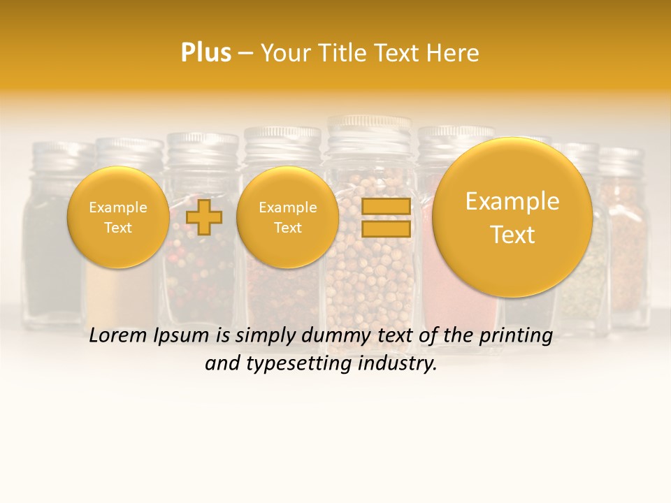 A Row Of Glass Jars Filled With Different Types Of Spices PowerPoint Template